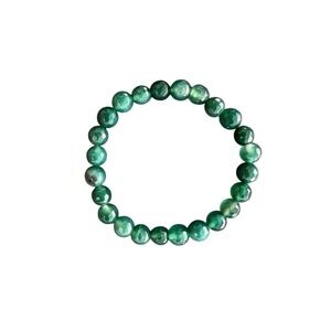 Green Faceted Beaded Stretch Bracelet Boho Minimalist Everyday Jewelry